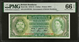 BRITISH HONDURAS. The Government of British Honduras. 1 Dollar, 1970-73. P-28c. PMG Gem Uncirculated 66 EPQ.
Estimate $150.00 - $250.00