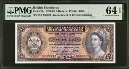 BRITISH HONDURAS. The Government of British Honduras. 2 Dollars, 1971-73. P-29c. PMG Choice Uncirculated 64 EPQ.
Estimate $150.00 - $250.00