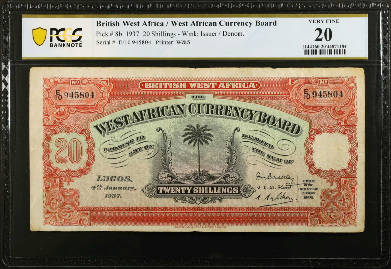 BRITISH WEST AFRICA. The West African Currency Board. 20 Shillings, 1937. P-8b. ...