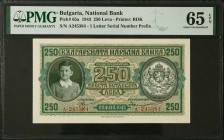 BULGARIA. Lot of (2). B'lgarska Narodna Banka. 250 & 500 Leva, 1943. P-65a & 66a. PMG Gem Uncirculated 65 EPQ.
Estimate $150.00 - $200.00