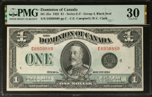CANADA. The Dominion of Canada. 1 Dollar, 1923. DC-25o. PMG Very Fine 30.
PMG comments "Paper Blisters".
Estimate $100.00 - $200.00