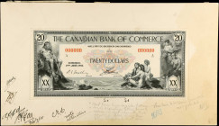 CANADA. The Canadian Bank of Commerce. 20 Dollars, 1917. P-S966Apf. Proof. About Uncirculated.
An approval proof for this 20 Dollar design. Appealing...