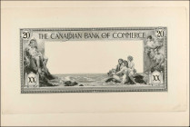 CANADA. The Canadian Bank of Commerce. 20 Dollars, 1917. P-S967Apf. Die Proof. About Uncirculated.
A black and white die proof on thin card stock.
E...
