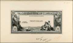 CANADA. The Canadian Bank of Commerce. 20 Dollars, 1917. P-S967Apf. Proof. About Uncirculated.
Black & white approval proof. Annotations.
Estimate $...