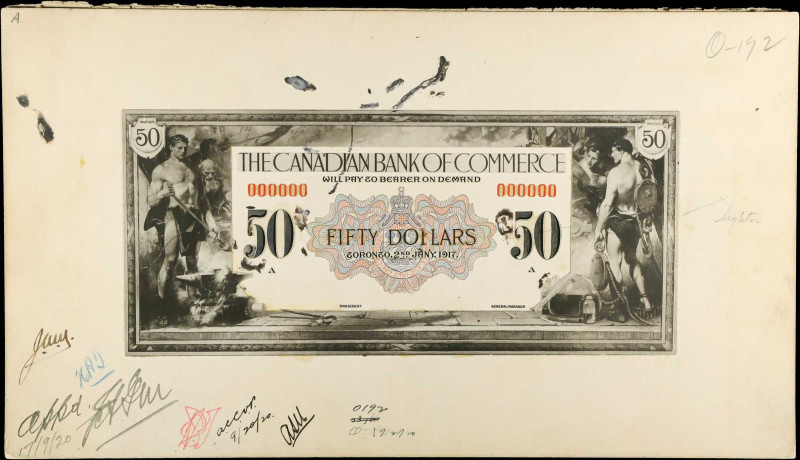 CANADA. The Canadian Bank of Commerce. 50 Dollars, 1917. P-S968fp. Proof. About ...