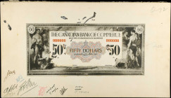 CANADA. The Canadian Bank of Commerce. 50 Dollars, 1917. P-S968fp. Proof. About Uncirculated.
An approval mock-up proof for this popular design. Prin...
