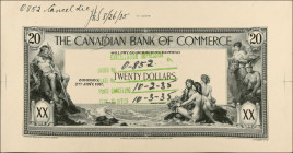 CANADA. Lot of (2). The Canadian Bank of Commerce. 20 Dollars, 1935. P-S972pf. Die Proof & Undertint Proof. About Uncirculated.
Die proof on thin car...