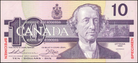 CANADA. Bank of Canada. 10 Dollars, 1989. P-96s. Specimen. Uncirculated.
Red specimen overprints. Specimen No. 0204.
Estimate $250.00 - $400.00