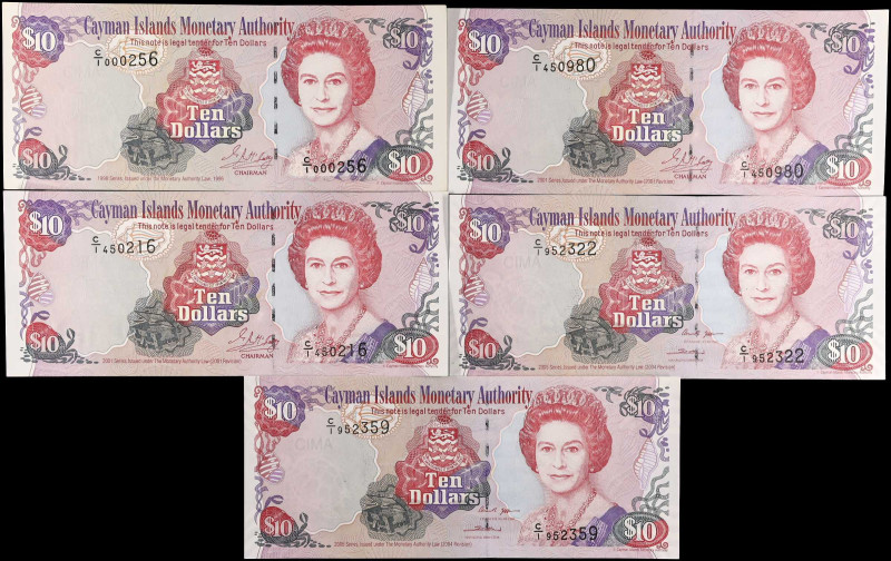 CAYMAN ISLANDS. Lot of (5). Cayman Islands Monetary Authority. 10 Dollars, 1998-...