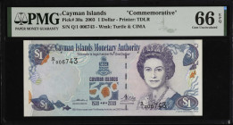 CAYMAN ISLANDS. Cayman Islands Monetary Authority. 1 Dollar, 2003. P-30a. Commemorative. PMG Gem Uncirculated 66 EPQ.
Estimate $50.00 - $100.00