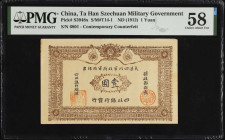 CHINA--MILITARY. Ta Han Szechuan Military Government. 1 Yuan, ND (1912). P-S3948x. Contemporary Counterfeit. PMG Choice About Uncirculated 58.
PMG co...