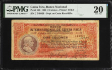 COSTA RICA. Banco Internacional de Costa Rica. 2 Colones, 1939. P-196. PMG Very Fine 20.
Very difficult type with provisional overprint on the face....