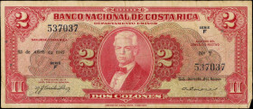COSTA RICA. Lot of (4). Banco Nacional de Costa Rica. 2 & 5 Colones, 1940-47. P-203 & 204. Fine.
Damage/issues are noticed. SOLD AS IS/NO RETURNS. 
...