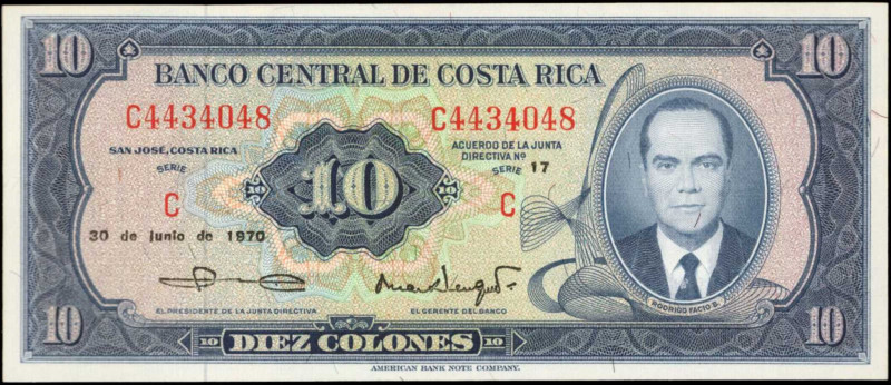 COSTA RICA. Banco Central de Costa Rica. 10 Colones, June 30th, 1970. P-230b. Un...