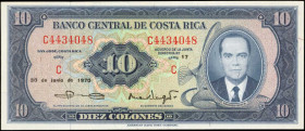 COSTA RICA. Banco Central de Costa Rica. 10 Colones, June 30th, 1970. P-230b. Uncirculated.
Series C. Favio B at right.
From the Ricardo Collection....