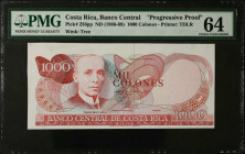 COSTA RICA. Banco Central de Costa Rica. 1000 Colones, ND (1986-89). P-256pp. Progressive Proof. PMG Choice Uncirculated 64.
PMG comments "As Made In...