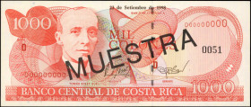 COSTA RICA. Banco Central de Costa Rica. 1000 Colones, 1998. P-264bs. Specimen. Uncirculated.
Estimate $100.00 - $200.00