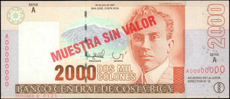 COSTA RICA. Banco Central de Costa Rica. 2000 Colones, 1997. P-265as. Specimen. ...