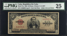 CUBA. Republica de Cuba. 10 Pesos, 1934. P-71a. PMG Very Fine 25.
Estimate $200.00 - $400.00