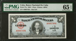 CUBA. Lot of (8). Banco Nacional de Cuba. 1 Peso, 1949. P-77a. Consecutive. PMG Choice Uncirculated 64 EPQ to Gem Uncirculated 66 EPQ.
Estimate $200....