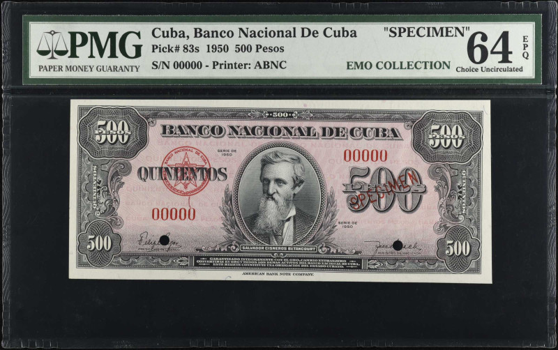 CUBA. Banco Nacional de Cuba. 500 Pesos, 1950. P-83s. Specimen. PMG Choice Uncir...