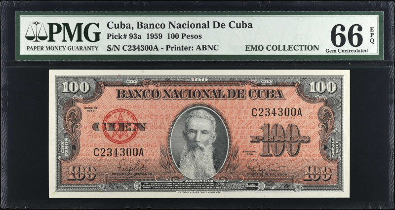 CUBA. Lot of (2). Banco Nacional de Cuba. 100 Pesos, 1959. P-93a. PMG Choice Abo...