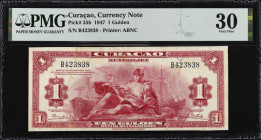 CURACAO. Currency Note. 1 Gulden, 1947. P-35b. PMG Very Fine 30.
Estimate $100.00 - $200.00