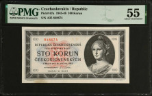 CZECHOSLOVAKIA. Republika Ceskoslovenska. 100 Korun, 1945-48. P-67a. PMG About Uncirculated 55.
Estimate $50.00 - $100.00