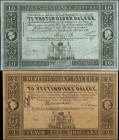 DANISH WEST INDIES. Lot of (2). State Treasury. 2 & 10 Dollars, 1849-98. P-4r & 8r. Remainders. Fine.
Estimate $400.00 - $800.00