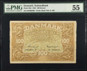 DENMARK. Danmarks Nationalbank. 100 Kroner, 1943. P-33d. PMG About Uncirculated 55.
Estimate $150.00 - $250.00