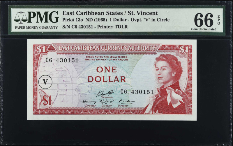 EAST CARIBBEAN STATES. East Caribbean Currency Authority. 1 Dollar, ND (1965). P...