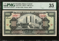ECUADOR. Banco Central del Ecuador. 1000 Sucres, 1969-73. P-107a. PMG Choice Very Fine 35.
Estimate $400.00 - $600.00