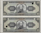 ECUADOR. Banco Central del Ecuador. 100 Sucres, 1980. P-112A. Uncut Pair. Test Notes. About Uncirculated.
Estimate $100.00 - $200.00