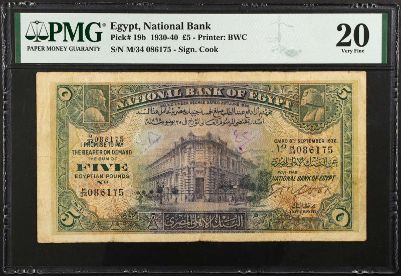 EGYPT. National Bank of Egypt. 5 Egyptian Pounds, 1930-40. P-19b. PMG Very Fine ...