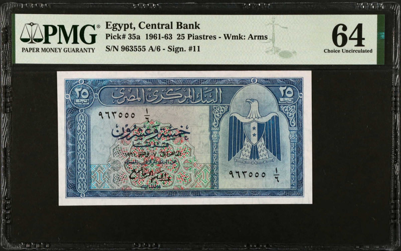 EGYPT. Central Bank. 25 Piastres, 1961-63. P-35a. PMG Choice Uncirculated 64.
E...