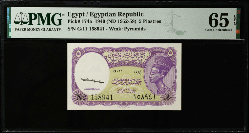 EGYPT. Egyptian Republic. 5 Piastres, 1940 (ND 1952-58). P-174a. PMG Gem Uncircu...