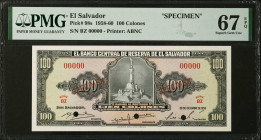 EL SALVADOR. El Banco Central de Reserva de El Salvador. 100 Colones, 1958-60. P-98s. Specimen. PMG Superb Gem Uncirculated 67 EPQ.
Estimate $150.00 ...
