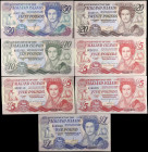 FALKLAND ISLANDS. Lot of (7). The Government of the Falkland Islands. 1, 5, 10, 20 & 50 Pounds, 1983-2005. P-12a to 17a. About Uncirculated to Uncircu...