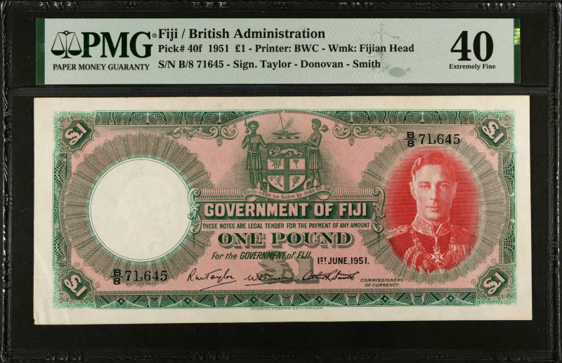 FIJI. Government of Fiji. 1 Pound, 1951. P-40f. PMG Extremely Fine 40.
Estimate...