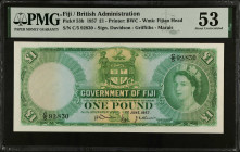 FIJI. Government of Fiji. 1 Pound, 1957. P-53b. PMG About Uncirculated 53.
Estimate $400.00 - $700.00
