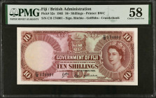 FIJI. Government of Fiji. 10 Shillings, 1965. P-52e. PMG Choice About Uncirculated 58.
Estimate $150.00 - $250.00