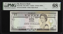 FIJI. Reserve Bank of Fiji. 1 Dollar, ND (1987). P-86a. PMG Superb Gem Uncirculated 68 EPQ.
PMG Pop 7/None Finer.
Estimate $75.00 - $150.00