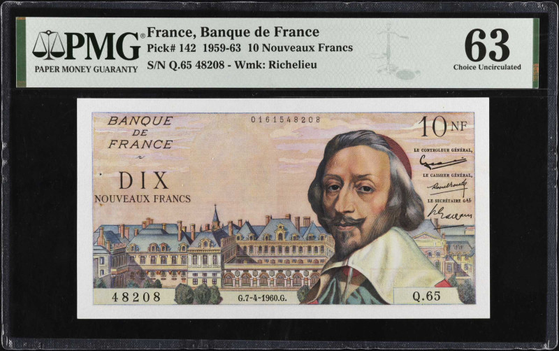 FRANCE. Lot of (2). Banque de France. 10 Nouveaux Francs, 1960. P-142. Consecuti...