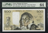 FRANCE. Banque de France. 500 Francs, 1979-86. P-156e. PMG Choice Uncirculated 64.
Estimate $100.00 - $200.00