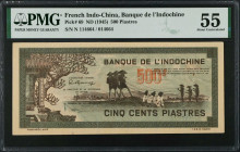 FRENCH INDO-CHINA. Banque de l'Indochine. 500 Piastres, ND (1945). P-68. PMG About Uncirculated 55.
Estimate $300.00 - $500.00