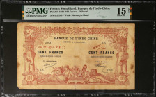 FRENCH SOMALILAND. Banque de L'Indo-Chine. 100 Francs, 1920. P-5. PMG Choice Fine 15 Net. Tape Repairs.
PMG comments "Tape Repairs".
Estimate $100.0...