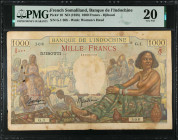 FRENCH SOMALILAND. Banque de l'Indochine. 1000 Francs, ND (1938). P-10. PMG Very Fine 20.
PMG comments "Rust, Small Holes".
Estimate $200.00 - $300....