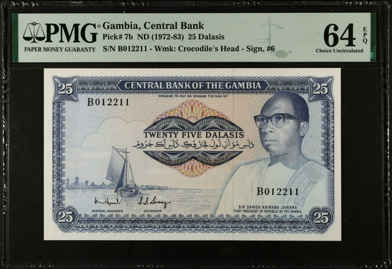 GAMBIA. Central Bank of The Gambia. 25 Dalasis, ND (1972-1983). P-7b. PMG Choice...