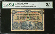 GERMAN EAST AFRICA. Deutsch-Ostafrikanische Bank. 5 Rupien, 1905. P-1. PMG Very Fine 25.
PMG comments "Rust, Ink".
Estimate $200.00 - $300.00