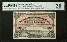 GERMAN EAST AFRICA. Deutsch-Ostafrikanische Bank. 10 Rupien, 1905. P-2. PMG Very Fine 20.
PMG comments "Restoration".
Estimate $300.00 - $400.00